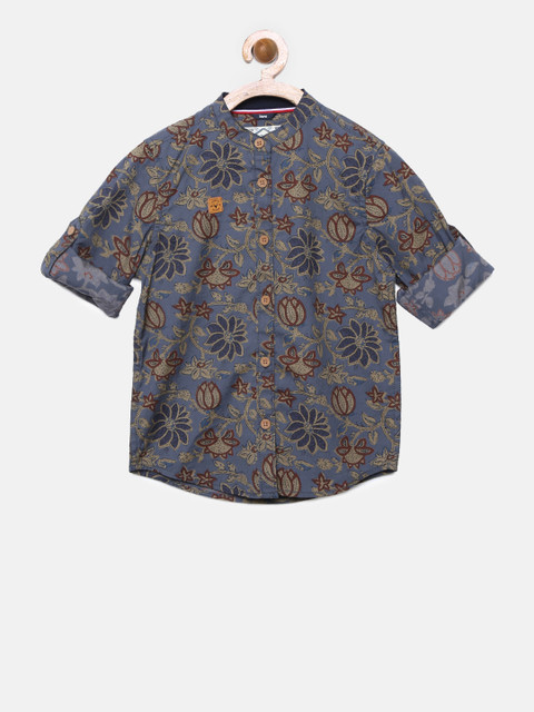 

Allen Solly Junior Boys Grey Regular Fit Printed Casual Shirt