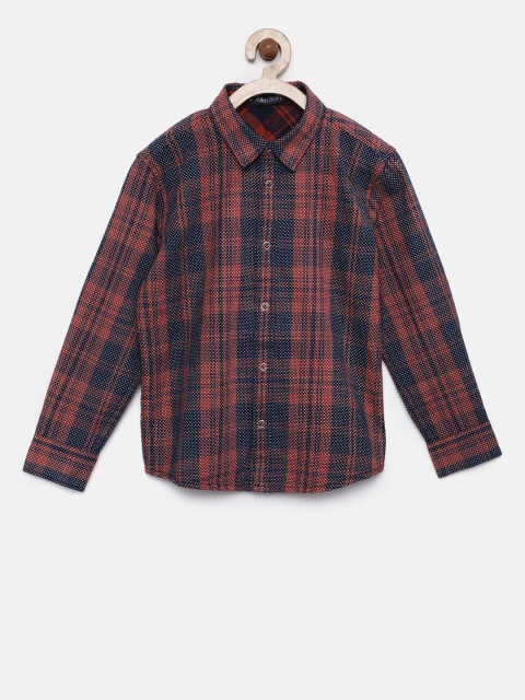 

Allen Solly Junior Boys Navy Blue & Orange Regular Fit Checked Casual Shirt