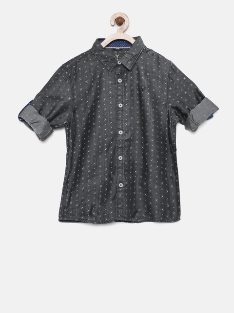 

Allen Solly Junior Boys Grey & White Regular Fit Printed Casual Shirt