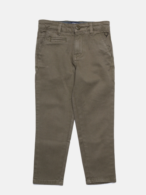 

Allen Solly Junior Boys Olive Green Slim Fit Solid Regular Trousers