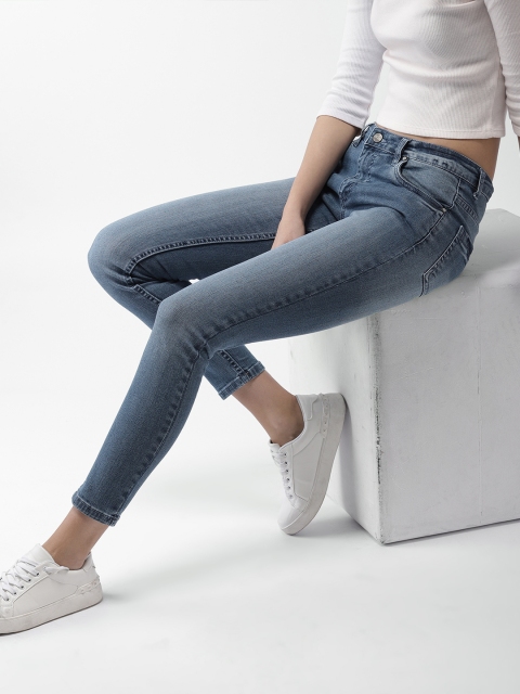 

Mast & Harbour Women Blue Skinny Fit Mid-Rise Clean Look Stretchable Jeans