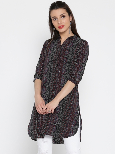 

Jaipur Kurti Women Black Printed Straight Kurta