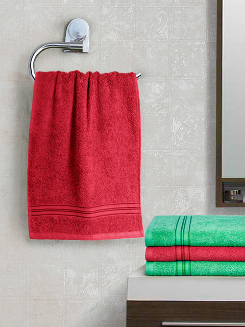 

swiss republic Set of 4 Cotton 450 GSM Hand Towels, Red