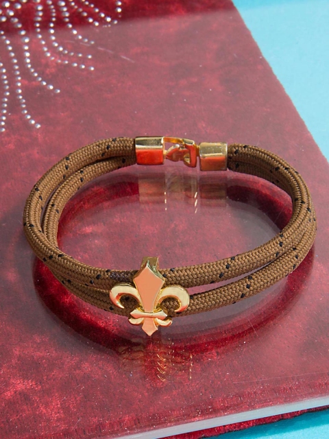 

Dare by Voylla Brown Fabric Gold-Plated Handcrafted Wraparound Bracelet