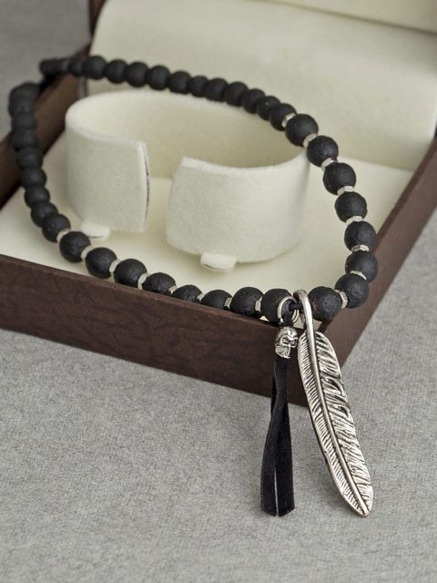 

Dare by Voylla Men Black Brass Silver-Plated Handcrafted Chain
