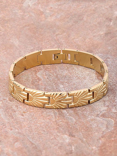 

Dare by Voylla Gold-Toned Stainless Steel Gold-Plated Handcrafted Link Bracelet