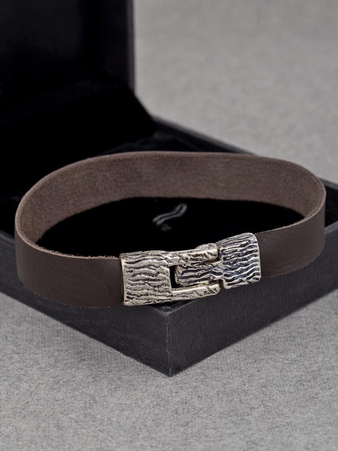 

Dare by Voylla Brown Brass Silver-Plated Handcrafted Wraparound Bracelet
