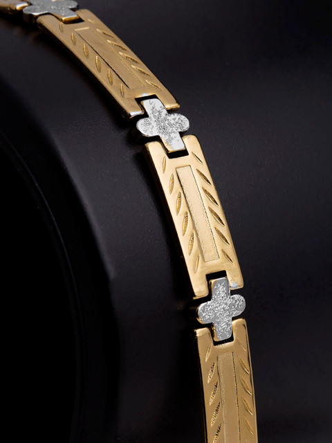 

Dare by Voylla Men Gold-Toned & Silver-Toned Brass Gold-Plated Handcrafted Link Bracelet