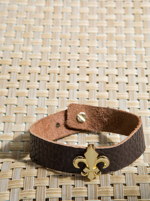 

Dare by Voylla Brown Leather Gold-Plated Handcrafted Wraparound Bracelet