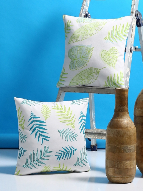 

Alina decor Off-White Set of 2 Floral Square Cushion Covers