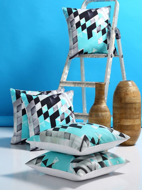 

Alina decor Blue Set of 5 Geometric Square Cushion Covers