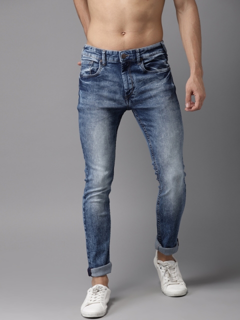 

HERE&NOW Men Blue Skinny Fit Mid-Rise Clean Look Stretchable Jeans
