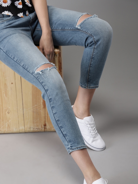 

HERE&NOW Women Blue Skinny Fit Mid-Rise Clean Look Stretchable Cropped Jeans