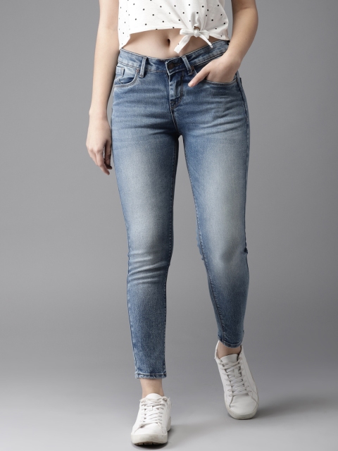 

HERE&NOW Women Blue Ankle Skinny Fit Mid-Rise Clean Look Stretchable Cropped Jeans