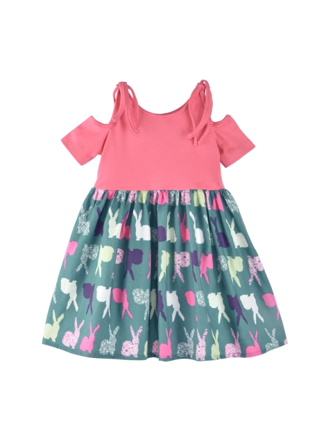 

K&U Girls Pink Printed Fit and Flare Dress