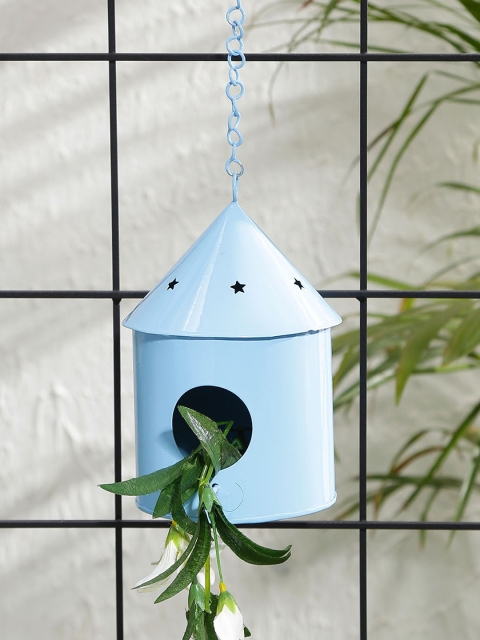 

green girgit Blue Round Hut Bird House Planter