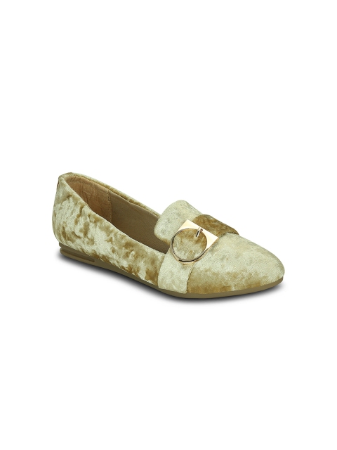 

Get Glamr Women Gold-Toned Solid Synthetic Suede Ballerinas
