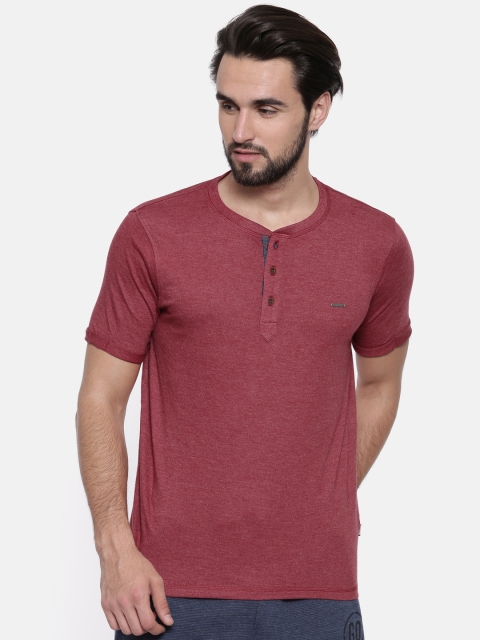 

Proline Men Red Solid Henley Neck T-shirt