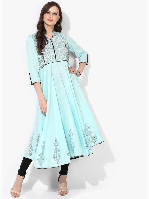 

Sangria Women Blue Printed Kurta with Churidar