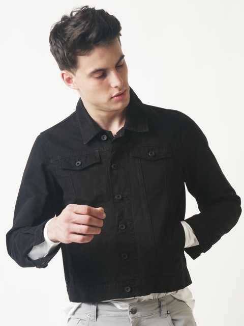 

Blue Saint Men Black Solid Denim Jacket