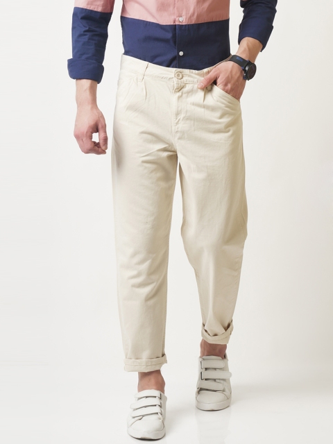 

Blue Saint Men Beige Smart Loose Fit Solid Chinos