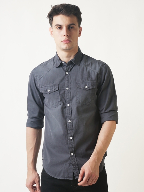 

Blue Saint Men Grey Smart Slim Fit Solid Casual Shirt