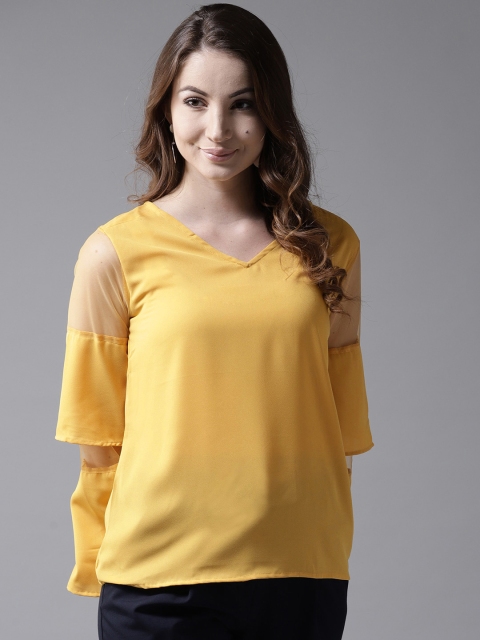 

HERE&NOW Women Mustard Yellow Solid Top