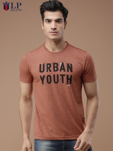 

Louis Philippe Jeans Men Rust Printed Round Neck T-shirt