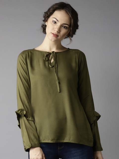 

Moda Rapido Women Olive Green Solid Top