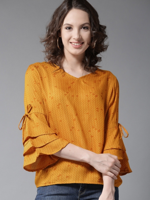 

Moda Rapido Women Mustard Yellow Printed Top