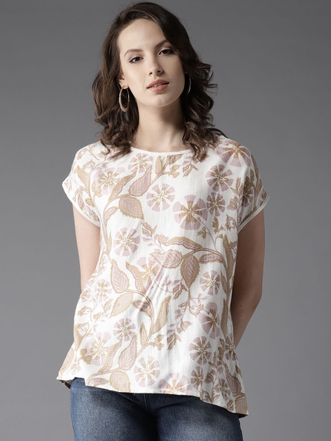 

Moda Rapido Women Off-White & Begie Printed Top