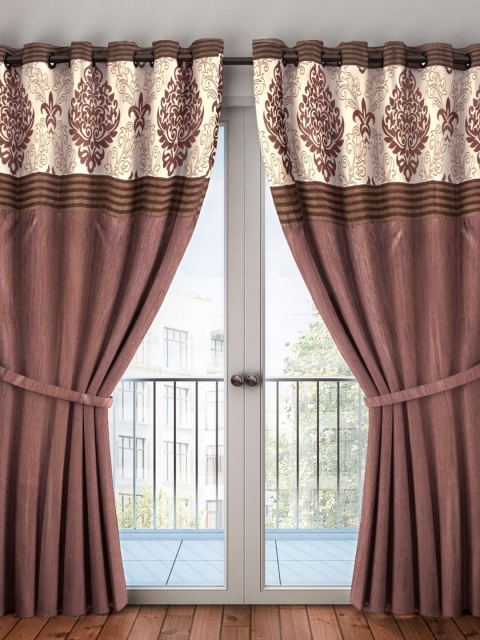 

BIANCA Blue & Black Single Door Curtain, Coffee brown