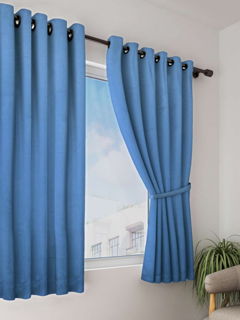 

BIANCA Blue Single Black Out Window Curtain