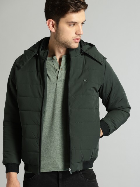 

Roadster Men Charcoal Solid Puffer Jacket
