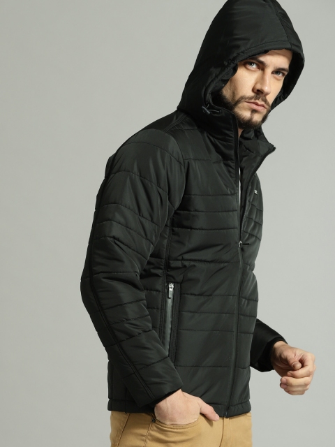 

Roadster Men Black Solid Padded Jacket