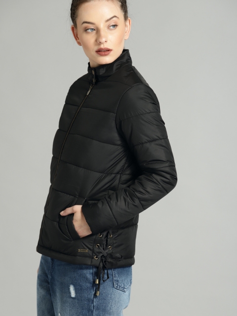 

Roadster Women Black Solid Padded Jacket