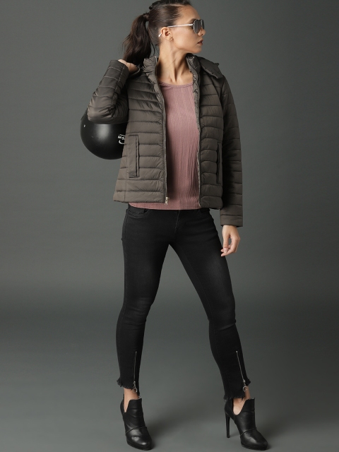 

Roadster Women Bronze-Toned Solid Padded Jacket