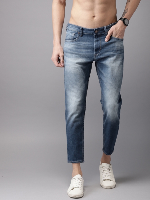 

HERE&NOW Men Blue Slim Fit Mid-Rise Cropped Clean Look Stretchable Jeans