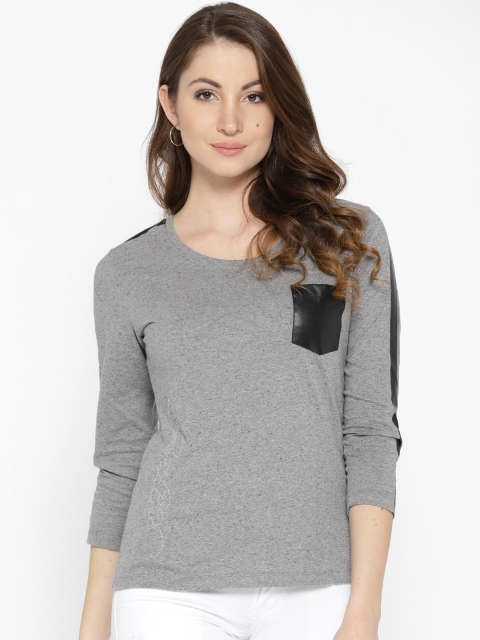 

Ed Hardy Women Grey Round Neck T-shirt