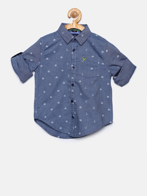 

Allen Solly Junior Boys Blue Regular Fit Printed Casual Shirt