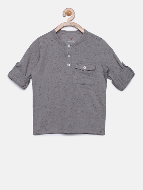

Allen Solly Junior Boys Grey Solid Henley Neck T-shirt