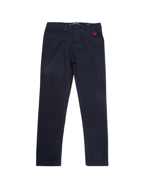 

Allen Solly Junior Boys Navy Blue Slim Fit Solid Regular Trousers