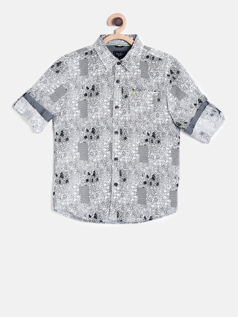 

Allen Solly Junior Boys White & Black Regular Fit Printed Casual Shirt