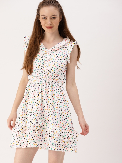 

DressBerry Women Multi Polka Dot Printed Fit and Flare Dress