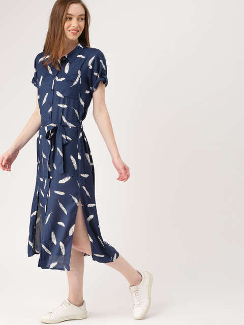 

DressBerry Women Blue Printed A-Line Dress