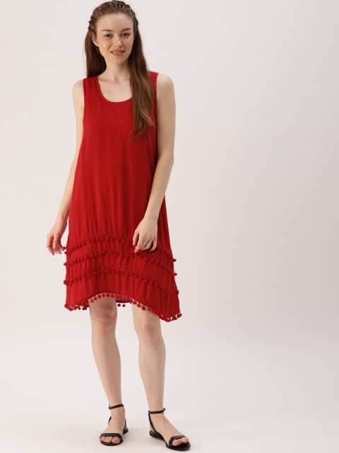 

DressBerry Women Red Solid A-Line Dress