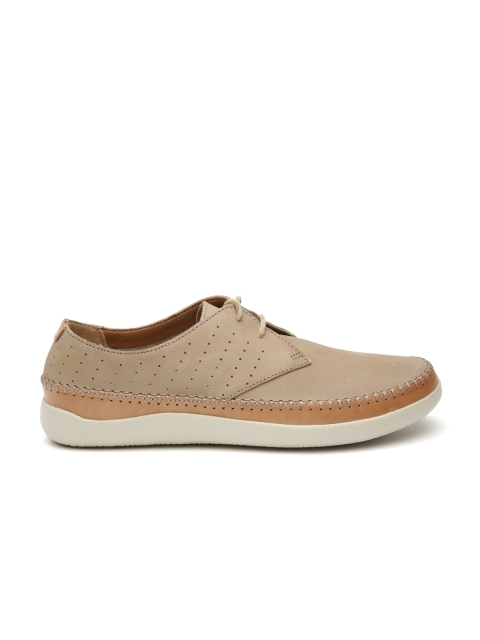 

Clarks Men Beige Nubuck Leather Derbys