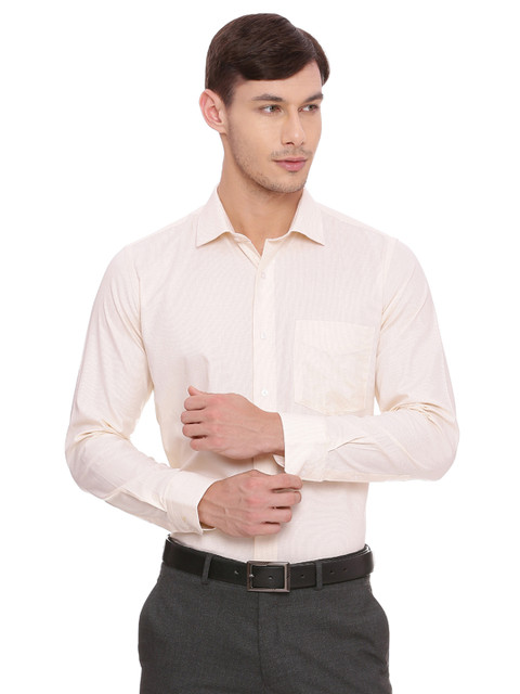 

Van Heusen Men Peach-Coloured Slim Fit Checked Formal Shirt
