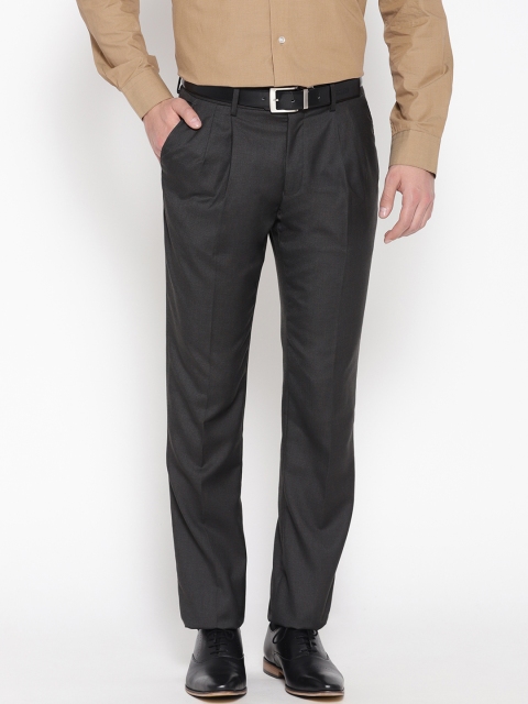 

Van Heusen Men Charcoal Slim Fit Solid Regular Trousers