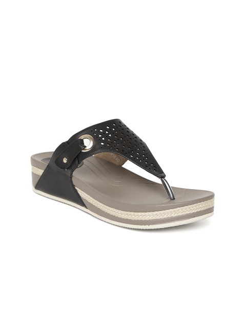 

Wet Blue Women Black Cut-Out Solid Sandals